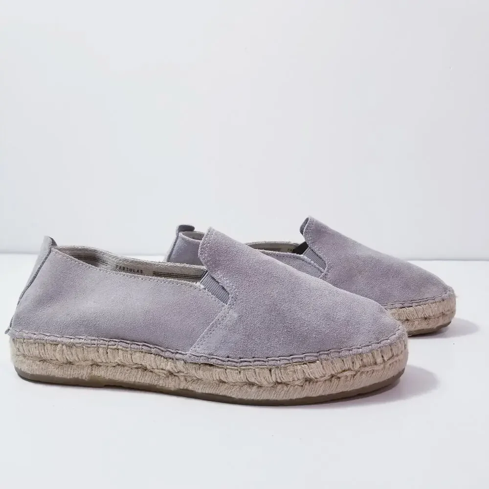Fabiola Gray Suede leather Slip On Espadrilles Shoes Made in Spain